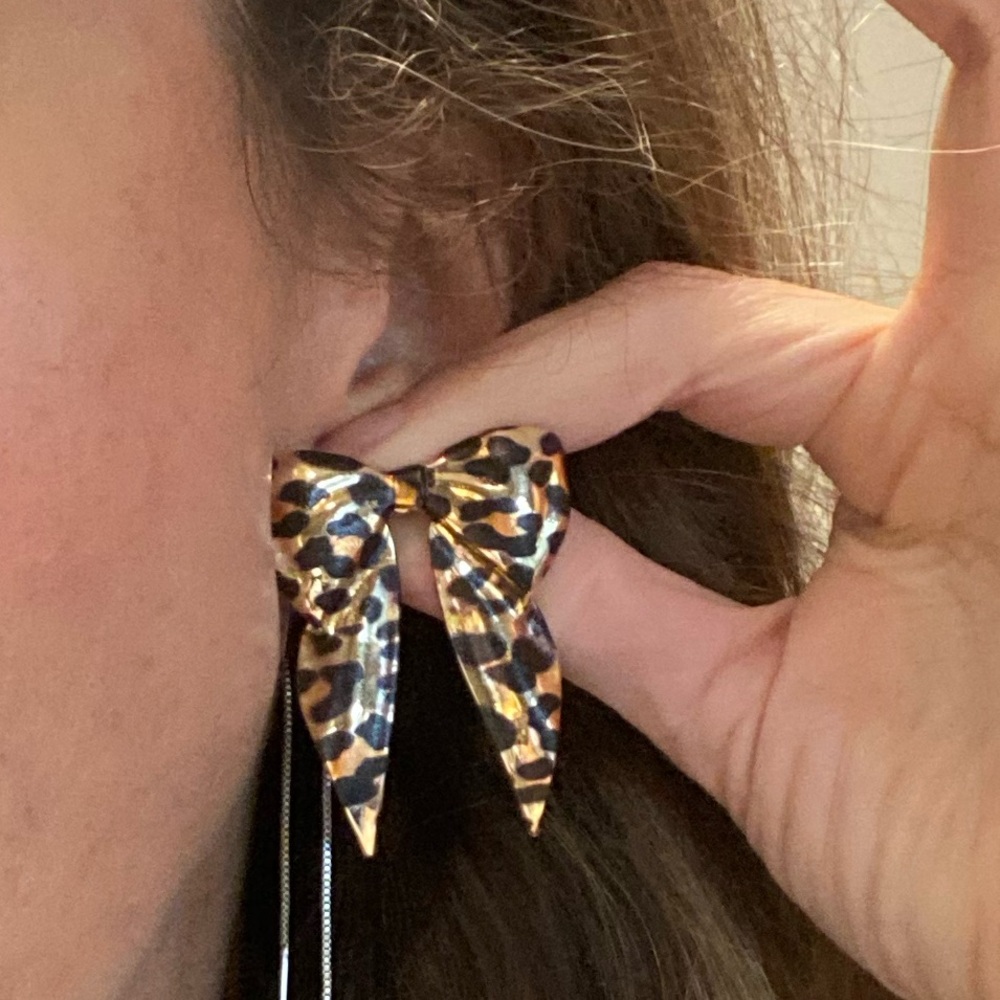 Leopard Print Bow Earrings